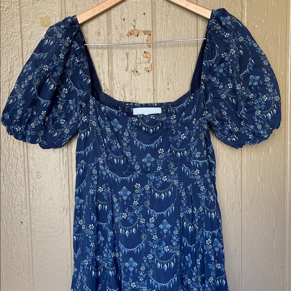 Hill House The Matilda Floral Midi Dress in charm scallop size M - Picture 5 of 11